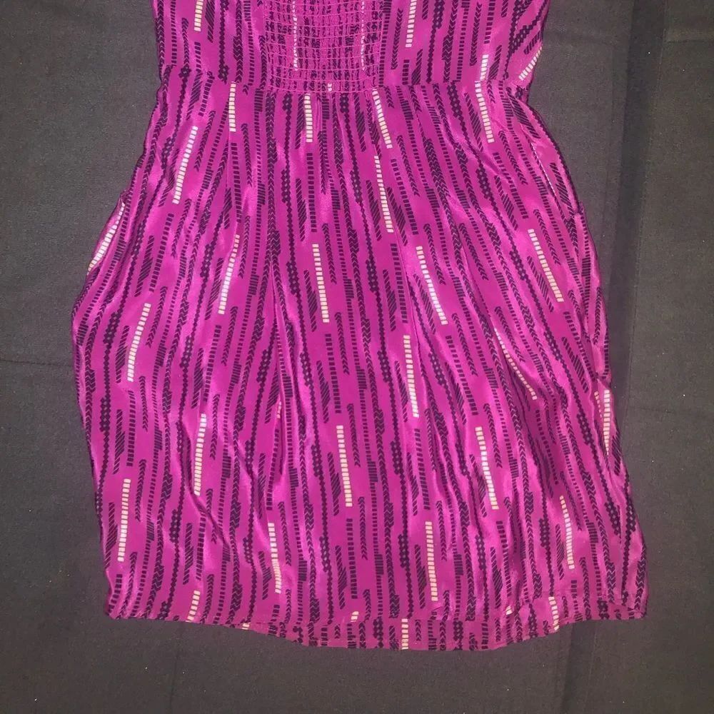 Pink Pattern Summer Dress 100% Silk Mini - Small - Picture 2 of 5